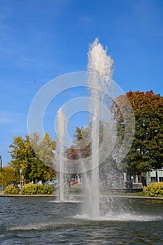 Park with fall colors in the beautiful town of Montreal photo