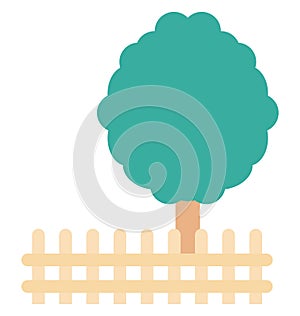 Park, Fence Color Isolated Vector Icon