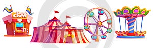 Park ferris wheel, carnival carousel for fun fair