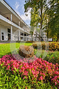 Park with flowers in Sliac spa resort by Hotel Palace