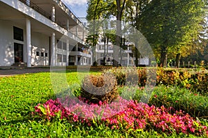Park with flowers in Sliac spa resort by Hotel Palace