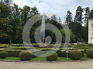 Park in front of Casle Betliar, Roznava city, Slovakia