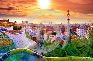 Park Guell in Barcelona, Spain