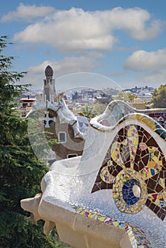 Park guell landmark built by the architect GaudÃ­ in the city center