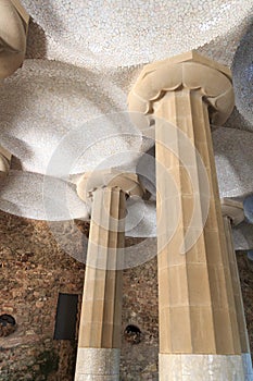 Park Guell Sala Hipostila columns in Barcelona photo