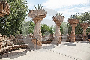 Park Guell viaducts in Barcelona, Spain