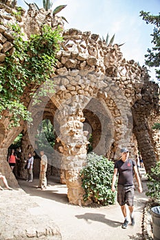 Park Guell viaducts in Barcelona, Spain