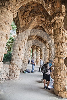 Park Guell viaducts in Barcelona, Spain