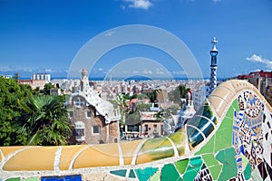 Park Guell, view on Barcelona