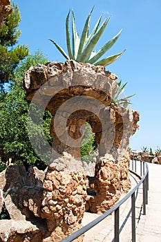 Park GÃ¼ell designed by Catalan architect Antoni GÃ¼ell in Barcelona, Spain.