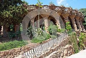 Park GÃ¼ell designed by Catalan architect Antoni GÃ¼ell in Barcelona, Spain.