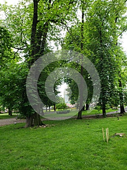 Park of heroes of euronaydan in Kamianets-Podilskyi city in Ukraine