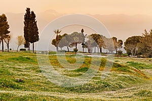 Park in Hierapolis near Pamukkale, Turkey