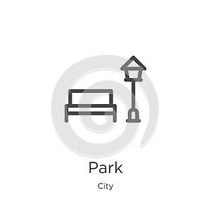 park icon vector from city collection. Thin line park outline icon vector illustration. Outline, thin line park icon for website