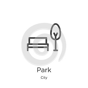 park icon vector from city collection. Thin line park outline icon vector illustration. Outline, thin line park icon for website