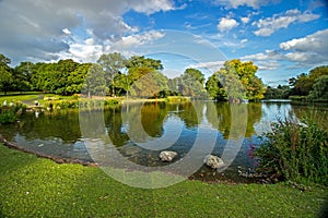 Park with lake, Birmingham, England