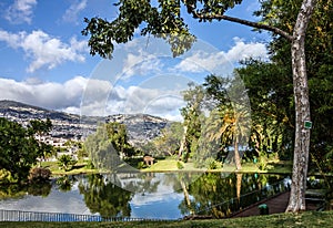 Park lake in Funchal city garden, Madeira island, Portugal