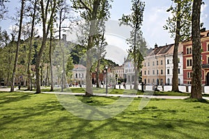 Park in Ljubljana town. Slovenija photo