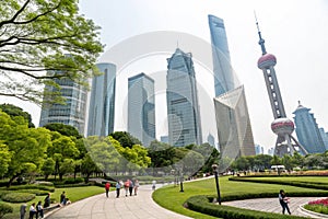 Park in Lujiazui Financial Centre, Shanghai, China photo