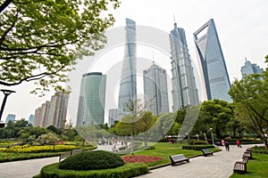 Park in Lujiazui Financial Centre, Shanghai, China photo