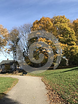 The park in Massachusetts in fall season.