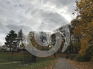 The park in Massachusetts in fall season.