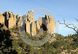 Park in Mexico Sierra de Organos with large rock formations in desert environment in Sombrerete Zacatecas