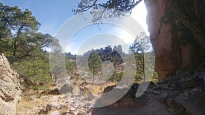 Park in Mexico Sierra de Organos with large rock formations in desert environment in Sombrerete Zacatecas