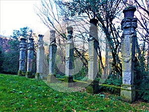 Park of the Monsters, Sacred Grove, Garden of Bomarzo. Colonnade of Herms and alchemy