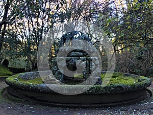 Park of the Monsters, Sacred Grove, Garden of Bomarzo. Fountain of Pegasus, the winged horse
