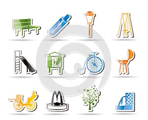 Park objects and signs icons