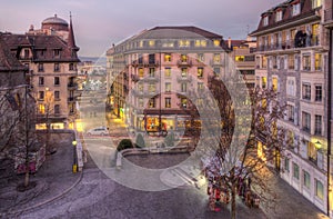 Park and old buildings, Geneva, Switzerland - HDR