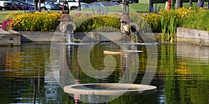 Park in the Old Mill District in the Town Bend, Oregon