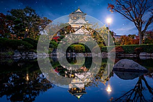 Park in Osaka castle on night time