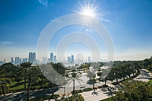 Park overlooking the city, United Arab Emirates