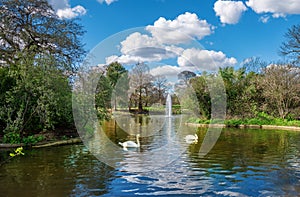 Park pond in the Blackheath village in the spring season