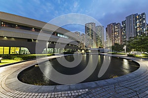 Park in residential district in Hong Kong city