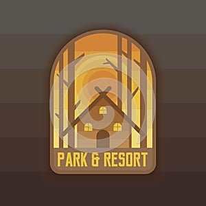 Park and resort badge design for camping, hiking and expedition.