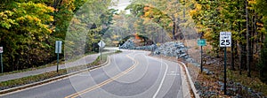 Park Road headed for Granite Peak ski area in Rib Mountain State Park, Wausau, Wisconsin in October