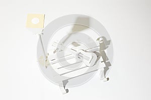 Park scene guitar on bench and lamp cut out of paper