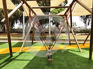 Park with set of modern kids playground background in Gan Be Ivrit, Rishon Le Zion