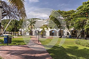 Park and shops in Santa Cruz Huatulco Mexico