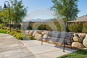 Park Sidewalk and Bench