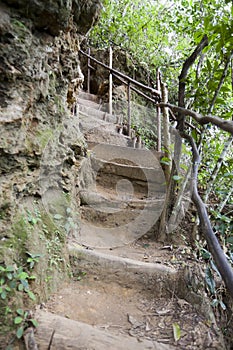 Park Soroa, Pinar del Rio, Cuba. Steep stairs to the top of the hill photo