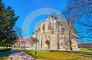 The park of  St Barbara Cathedral, Kutna Hora, Czech Republic