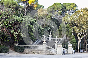 Park,stairs and garden in parc montjuic,Barcelona. photo