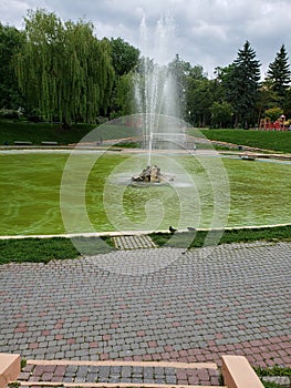 Park of tankmans of Kamianets-Podilskyi city close to canyons in Ukraine