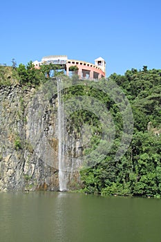 Park with waterfall Curitiba city, Brazil