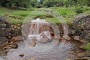 Park Waterfall with Rubble Stones photo