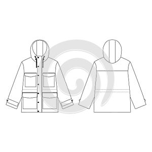 Parka jacket template clip art collection clothing